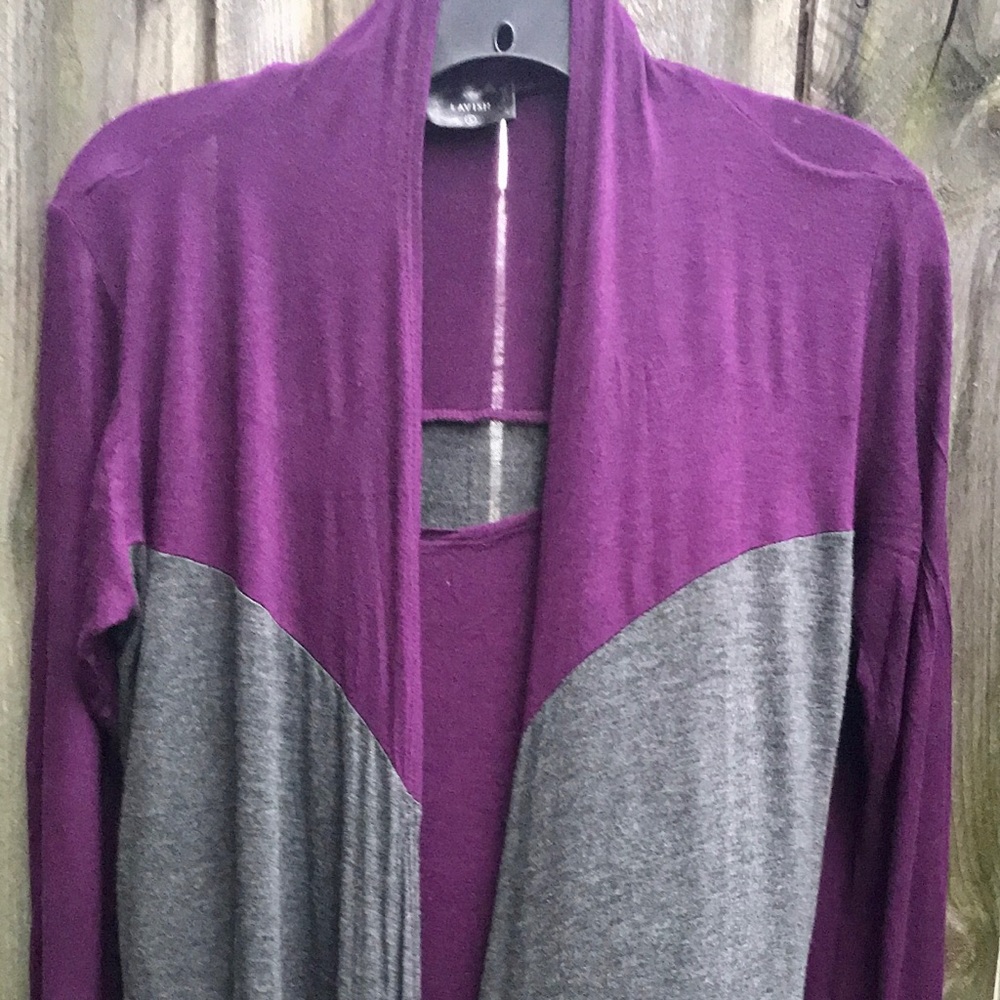 💕Lavish Color Block Purple Cardigan